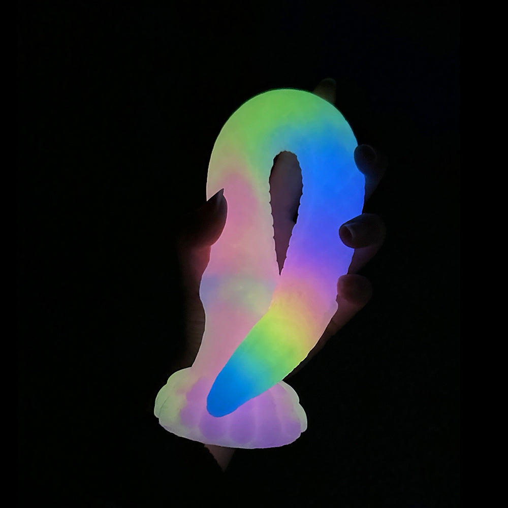 Fantasy Octopussy Platinum Silicone Dildo 12.2 Inch - Glow In The Dark