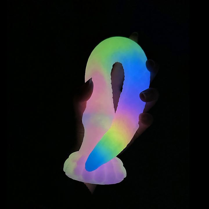 Fantasy Octopussy Platinum Silicone Dildo 12.2 Inch - Glow In The Dark
