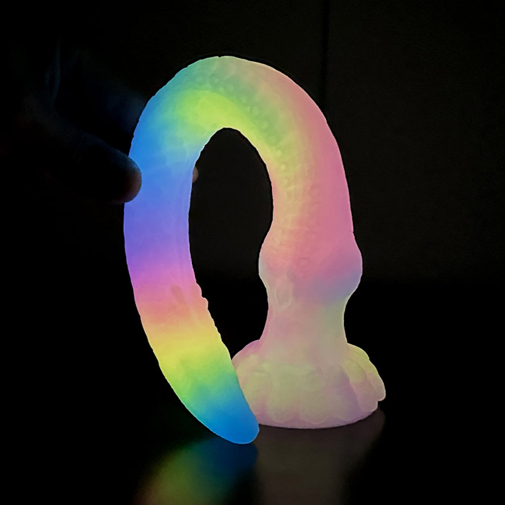 Fantasy Octopussy Platinum Silicone Dildo 12.2 Inch - Glow In The Dark