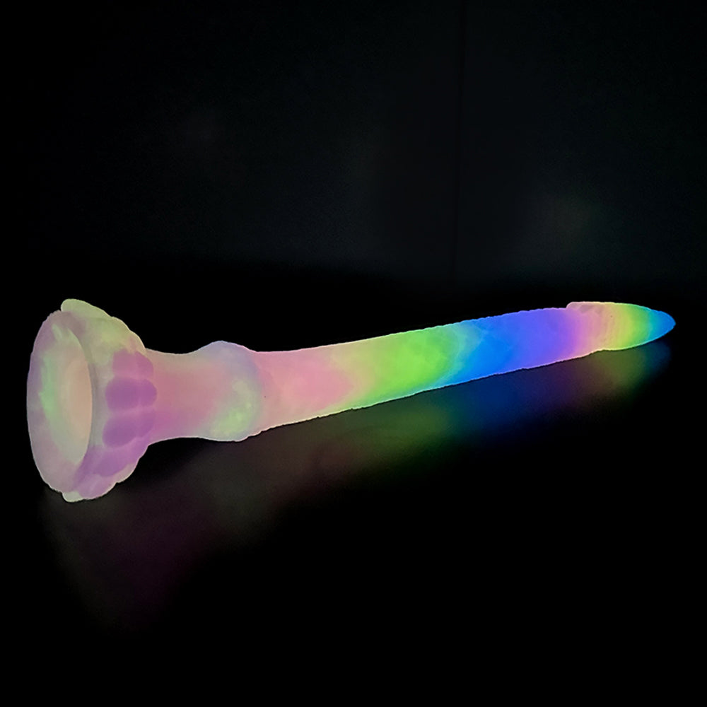 Fantasy Octopussy Platinum Silicone Dildo 12.2 Inch - Glow In The Dark