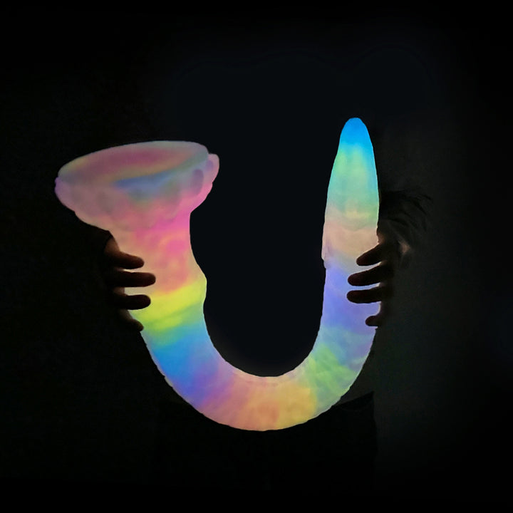 Fantasy Octopussy Platinum Silicone Dildo 12.2 Inch - Glow In The Dark