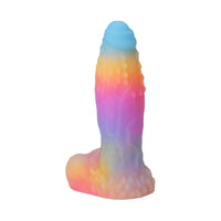 Fantasy Rainbow Warrior Platinum Silicone Dildo 9 Inch - Glow In The Dark