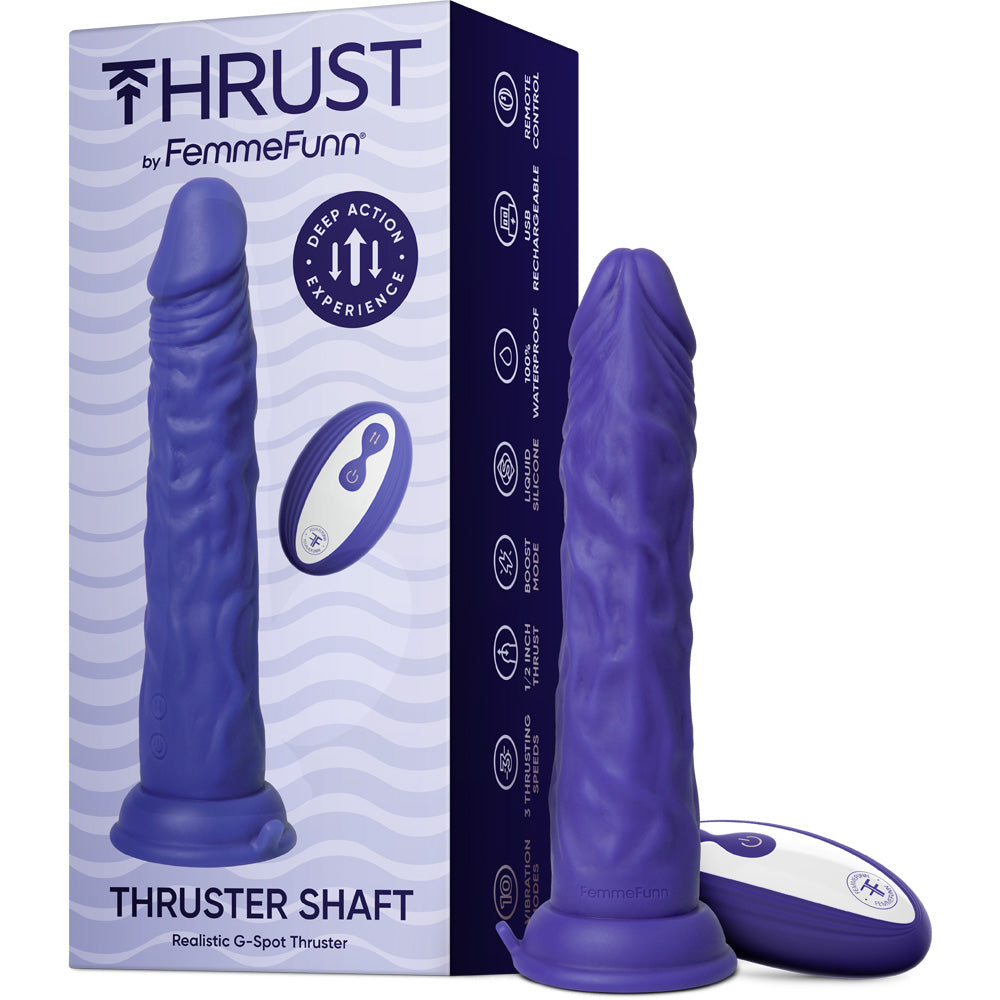 FemmeFunn Thruster Shaft Remote Controlled Vibrating Dildo - Purple
