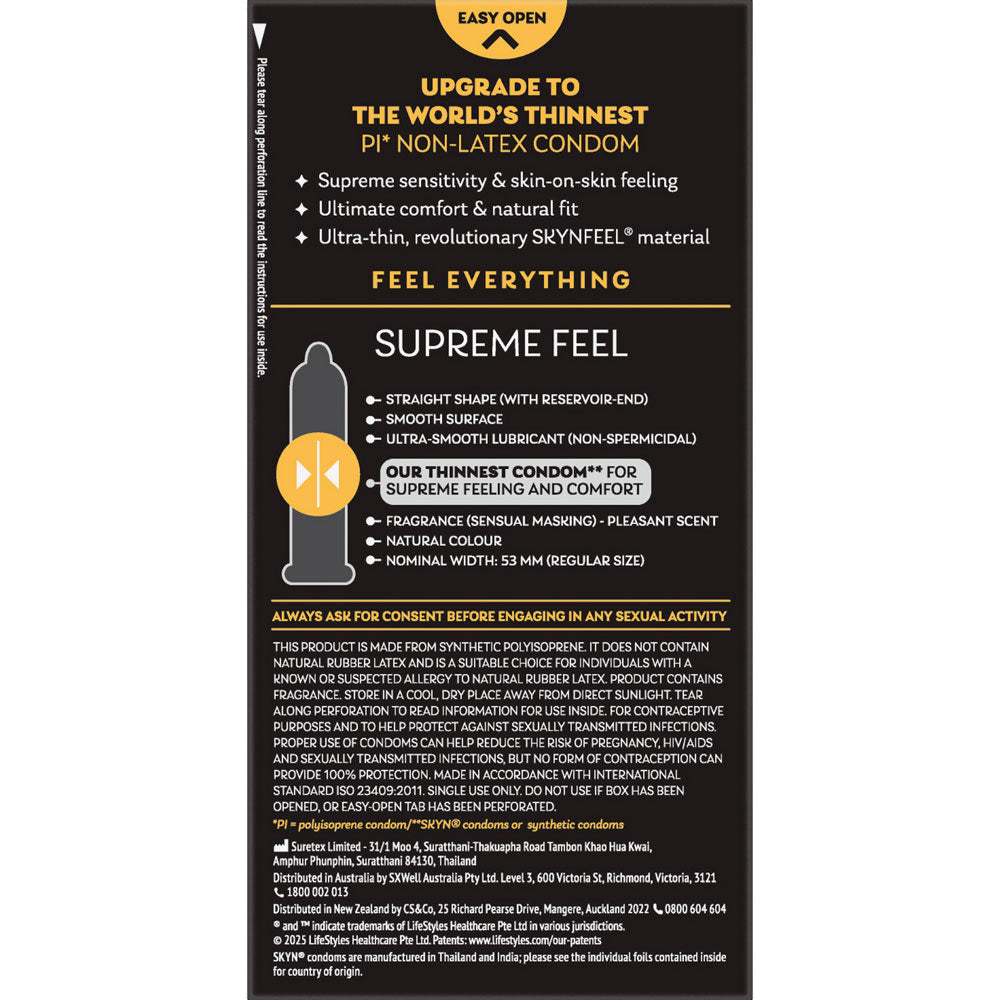 Lifestyles Skyn Supreme Feel Non Latex Condoms 10 Pack