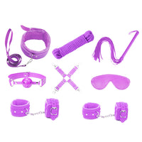 Love In Leather 9 Piece Bondage Kit - Purple
