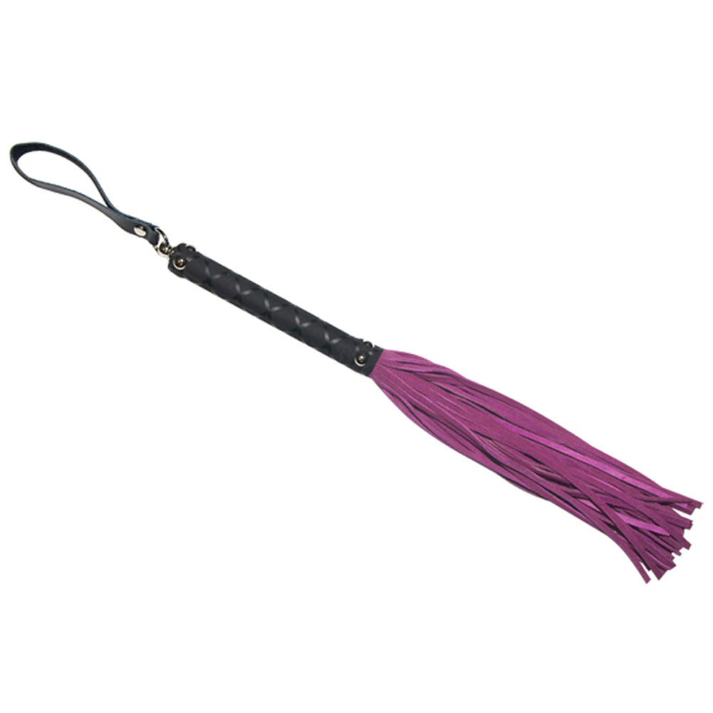 Love In Leather Rubber Handle Suede Tail Flogger 007 - Pink