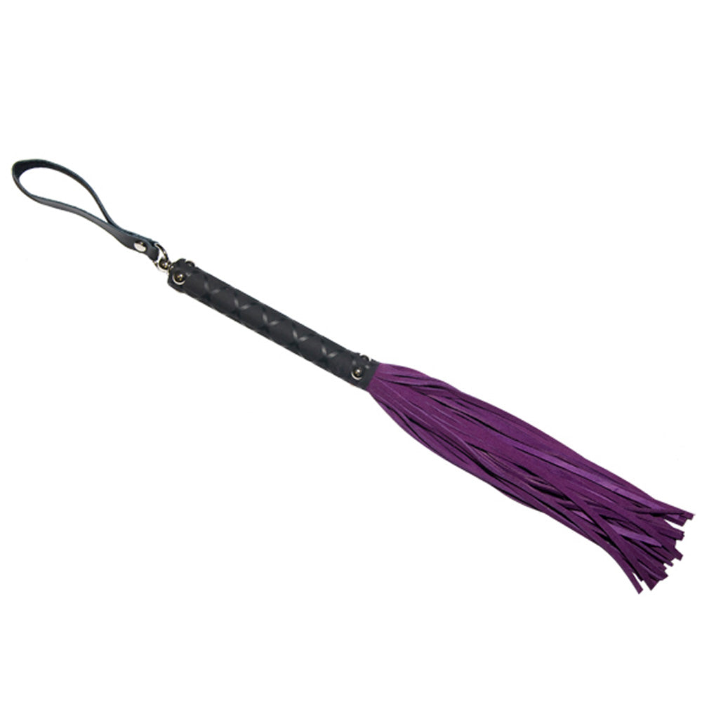 Love In Leather Rubber Handle Suede Tail Flogger 007 - Purple