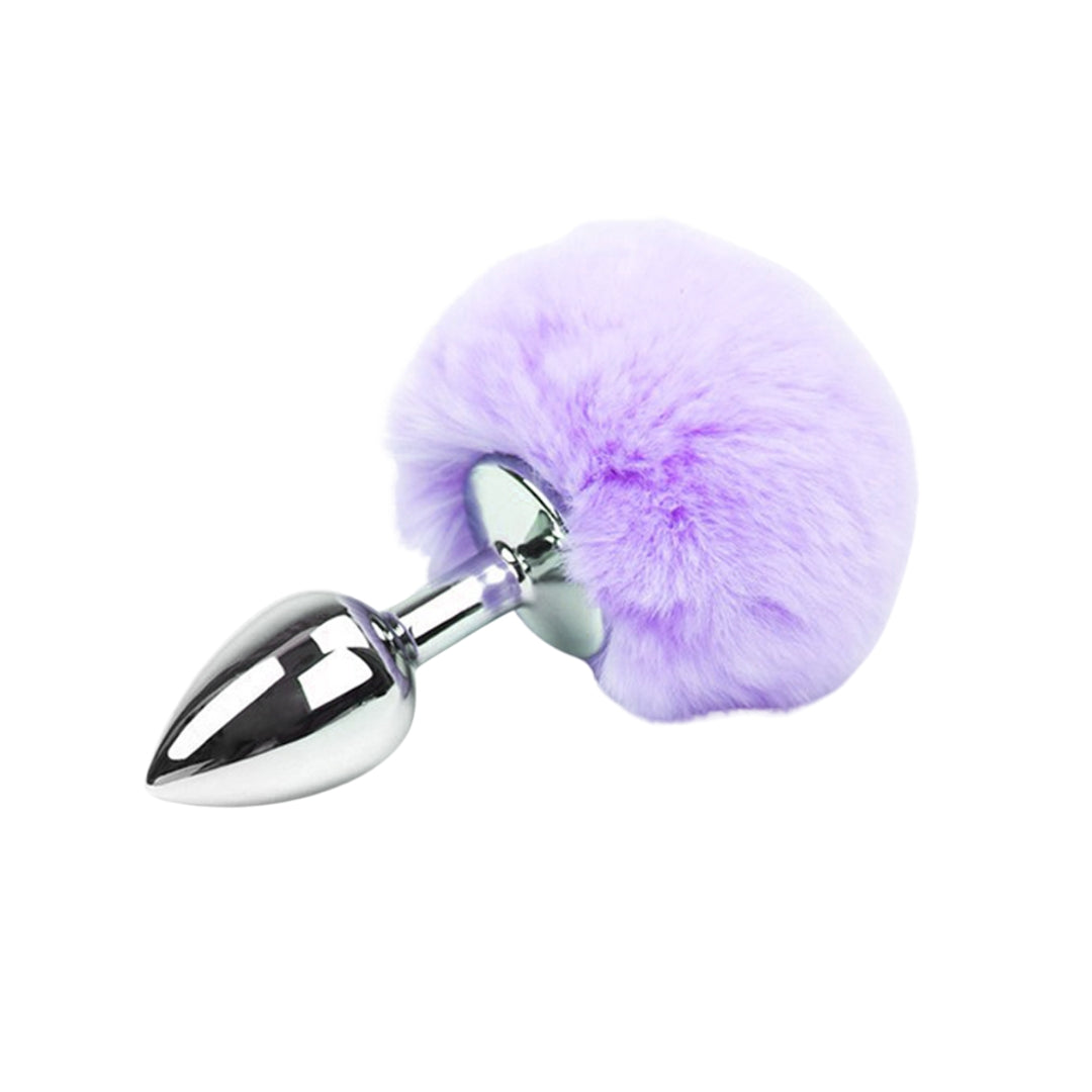Love In Leather Bunny Tail Butt Plug Small - Lilac