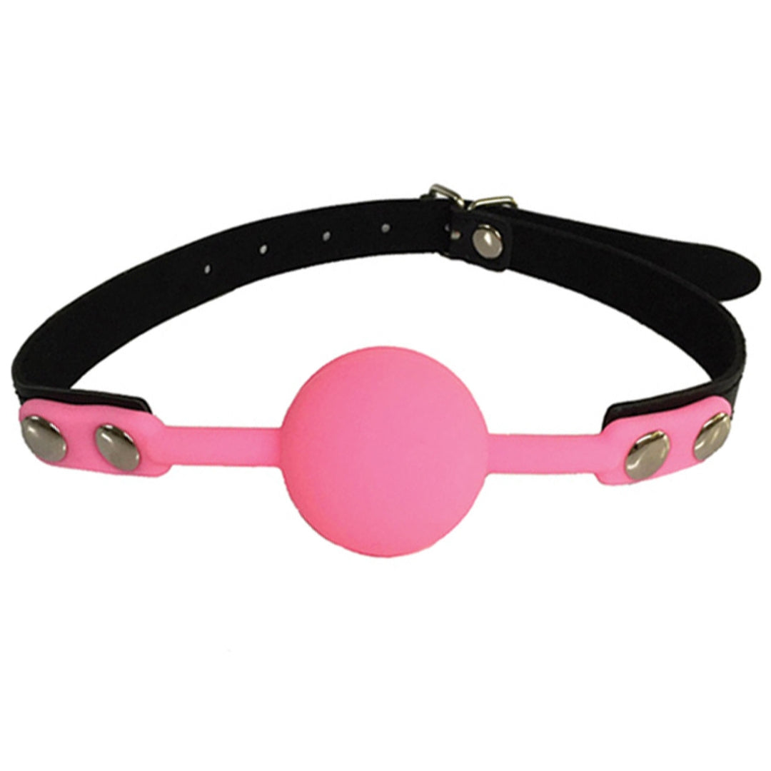 Love In Leather Silicone Ball Gag - Pink