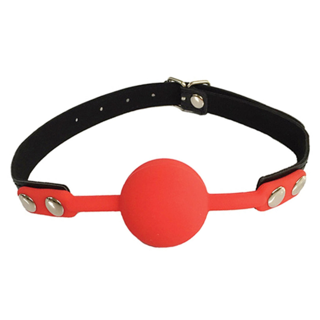 Love In Leather Silicone Ball Gag - Red