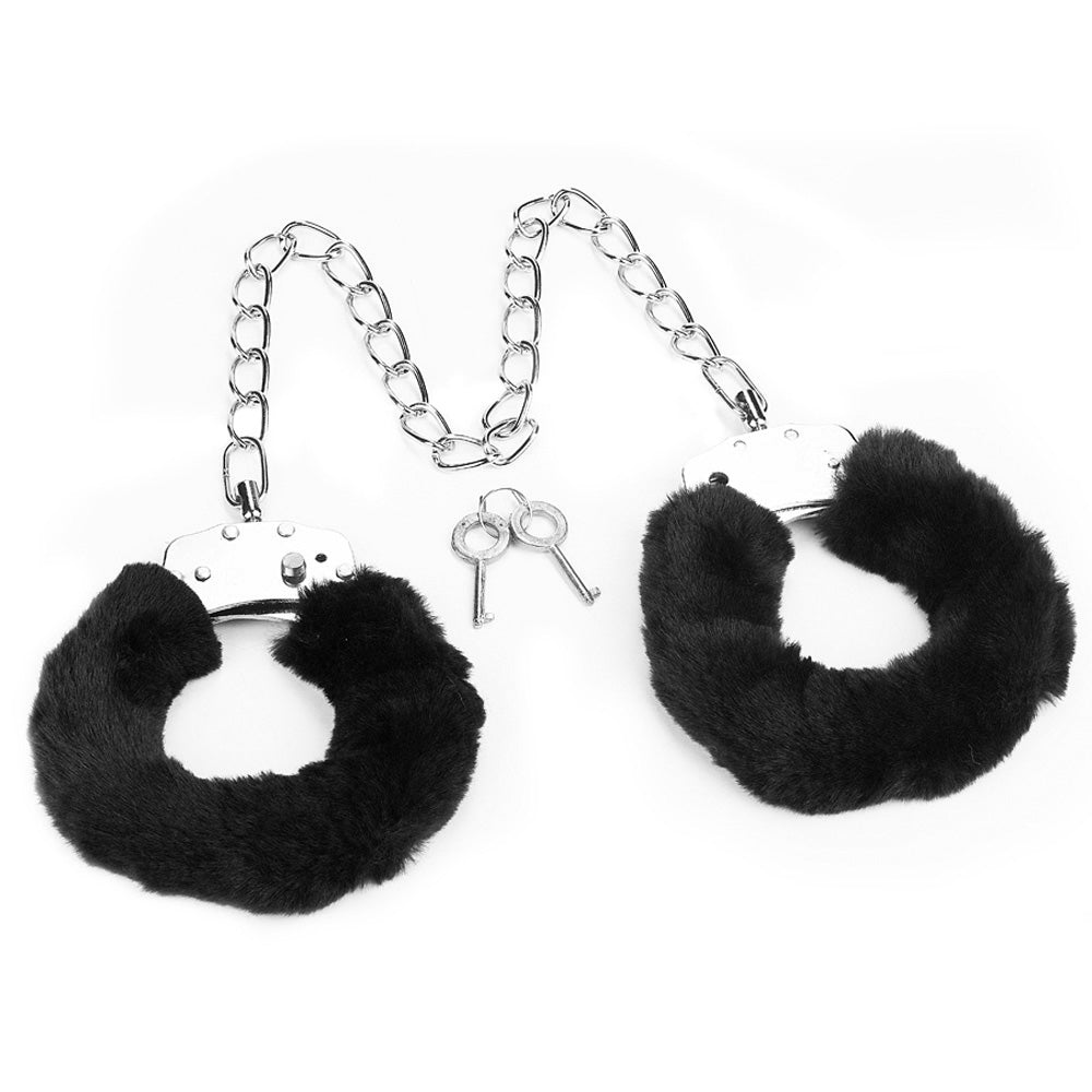 Lovetoy Fetish Pleasure Fluffy Leg Cuffs - Black