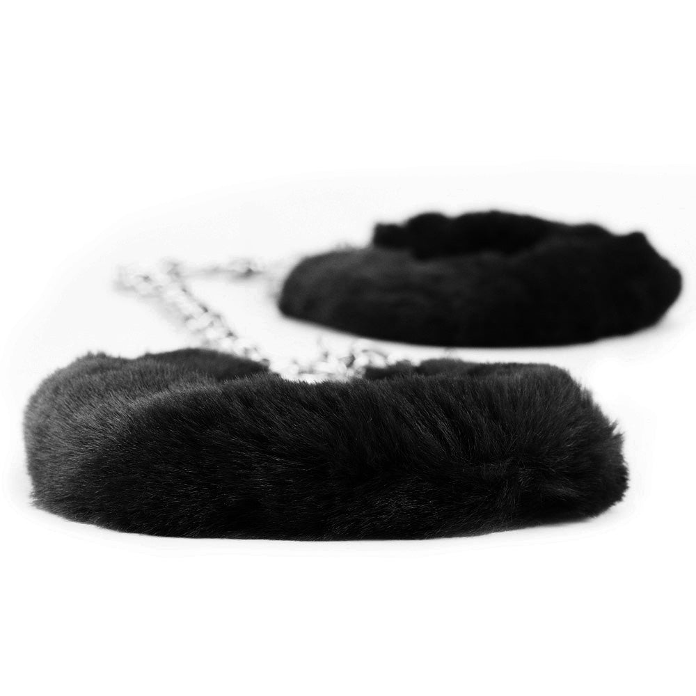 Lovetoy Fetish Pleasure Fluffy Leg Cuffs - Black