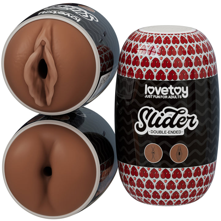 Lovetoy Slider Double-Ended Masturbator Vagina and Ass - Brown