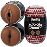 Lovetoy Slider Double-Ended Masturbator Vagina and Ass - Brown