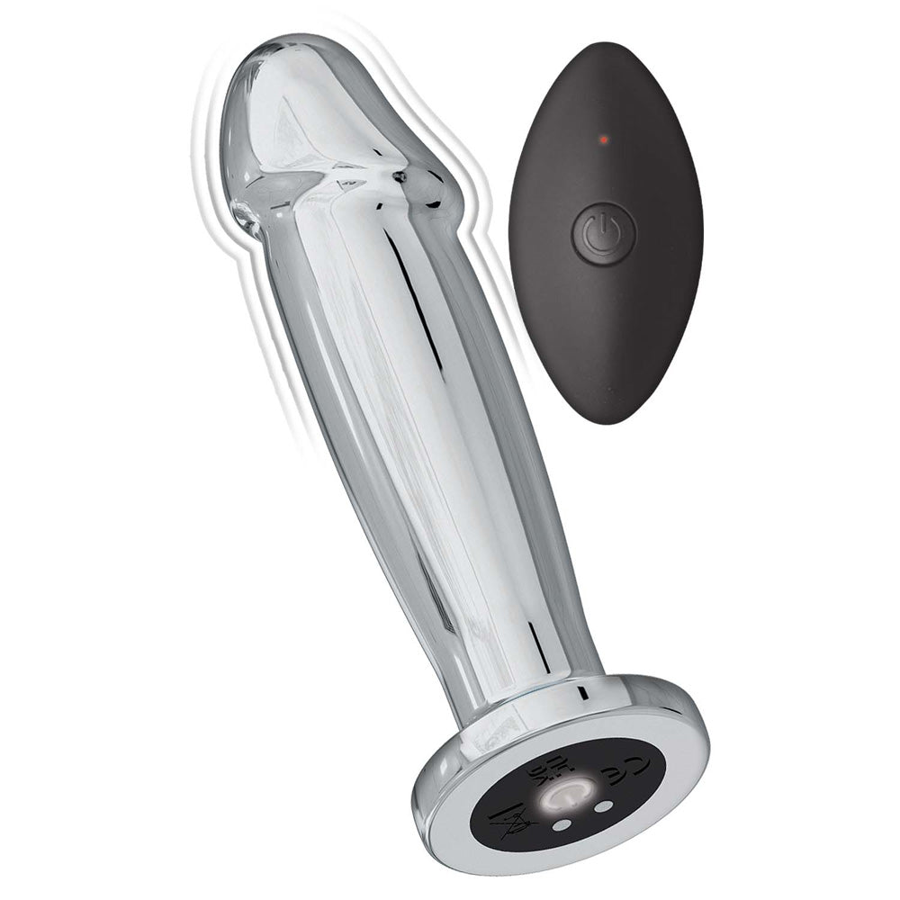 NassToys Ass-Sation Remote Vibrating Metal Anal Ecstasy - Silver