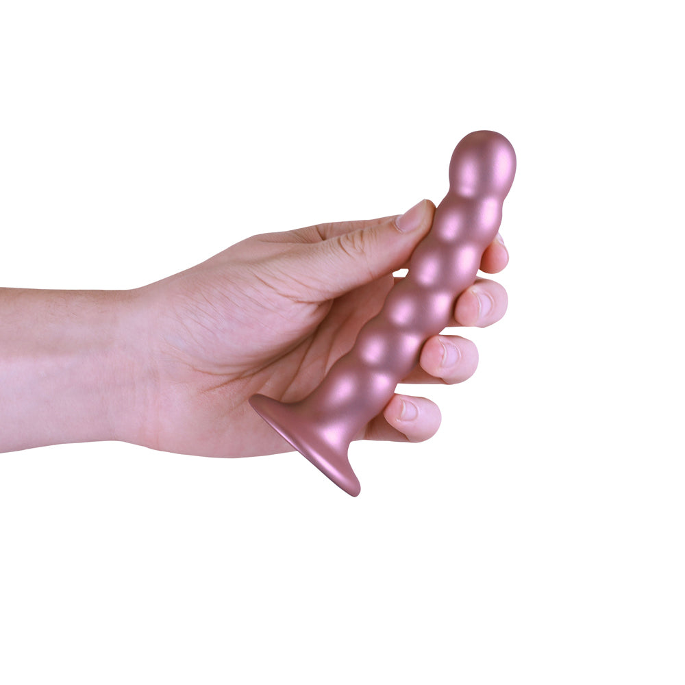 Shots Ouch! Liquid Silicone Beaded G-Spot 5 Inch Dildo - Rose Gold