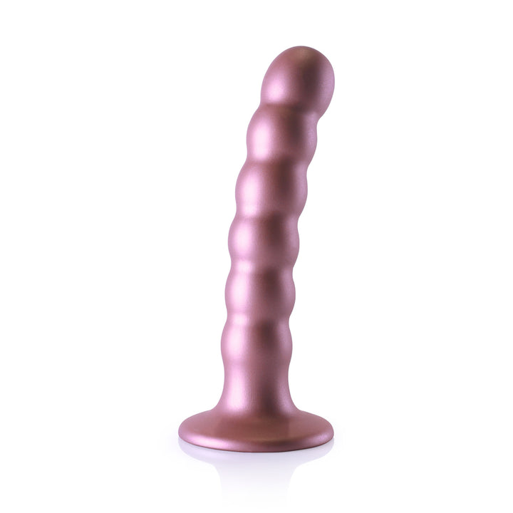 Shots Ouch! Liquid Silicone Beaded G-Spot 5 Inch Dildo - Rose Gold
