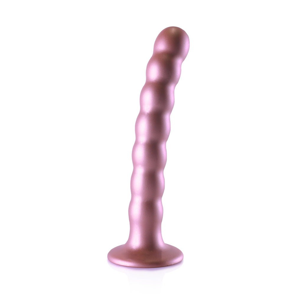 Shots Ouch! Liquid Silicone Beaded G-Spot 6.5 Inch Dildo - Rose Gold