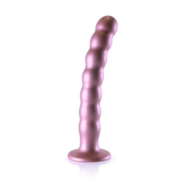 Shots Ouch! Liquid Silicone Beaded G-Spot 8 Inch Dildo - Rose Gold