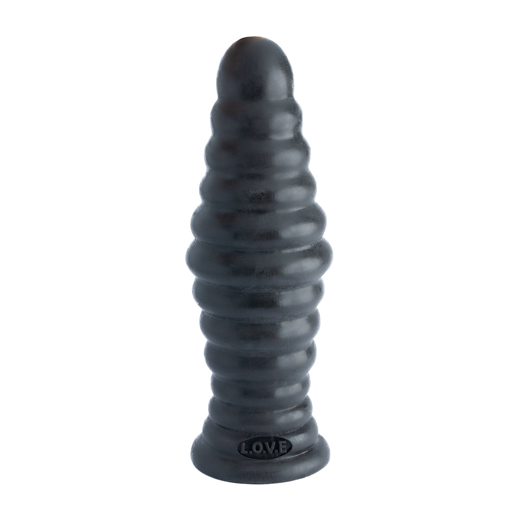 Platinum Liquid Silicone Sex Machine Attachment 8 Ripple Plug 9.5 Inch - Black