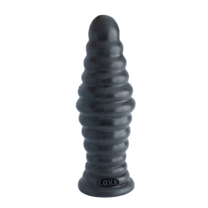Platinum Liquid Silicone Sex Machine Attachment 8 Ripple Plug 9.5 Inch - Black
