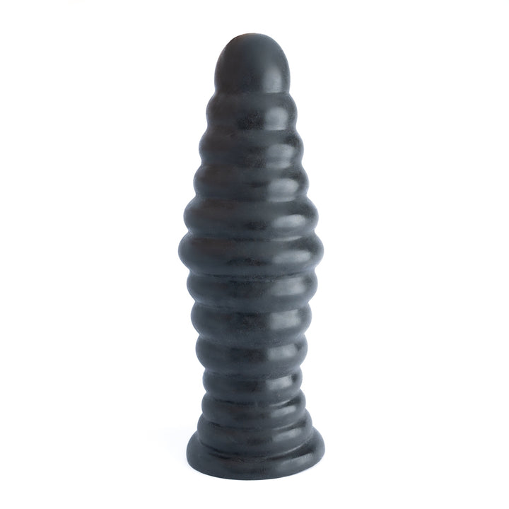 Platinum Liquid Silicone Sex Machine Attachment 8 Ripple Plug 9.5 Inch - Black