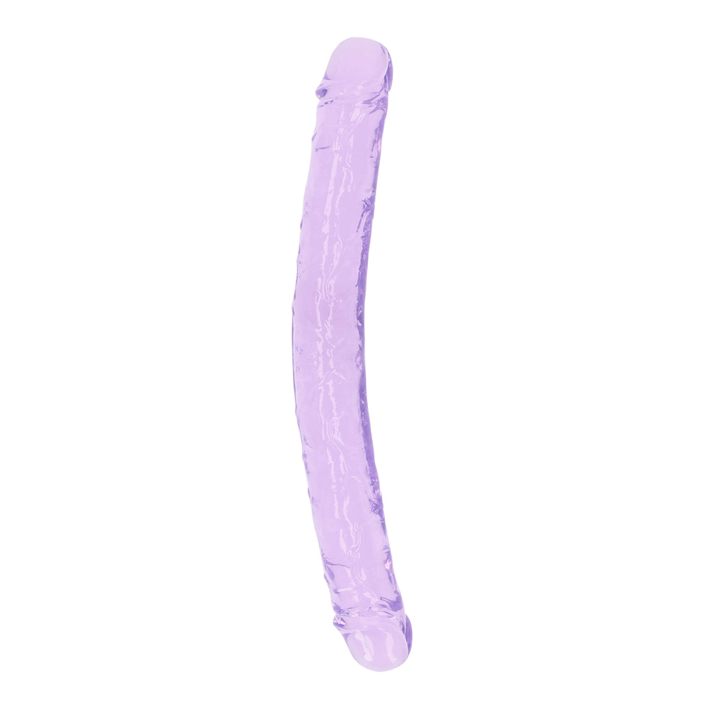 Shots Real Rock Crystal Clear 13 Inch Double Dildo - Purple