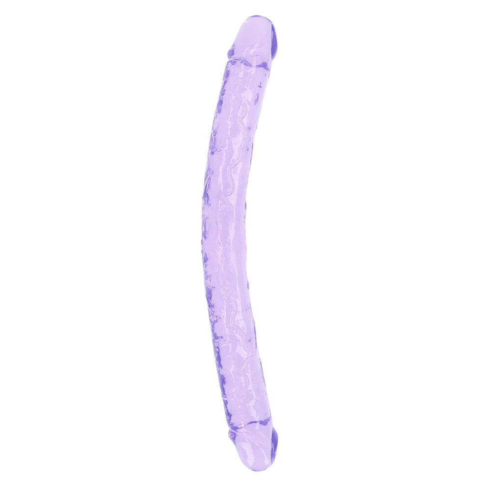 Shots Real Rock Crystal Clear 18 Inch Double Dildo - Purple