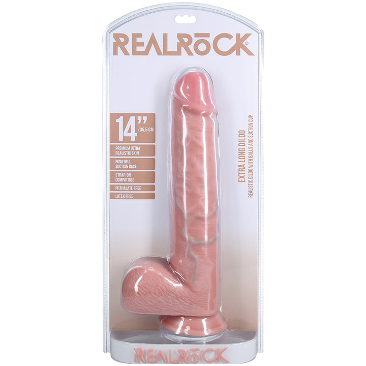 Shots Real Rock Realistic Straight Dildo With Balls 14 Inch - Light