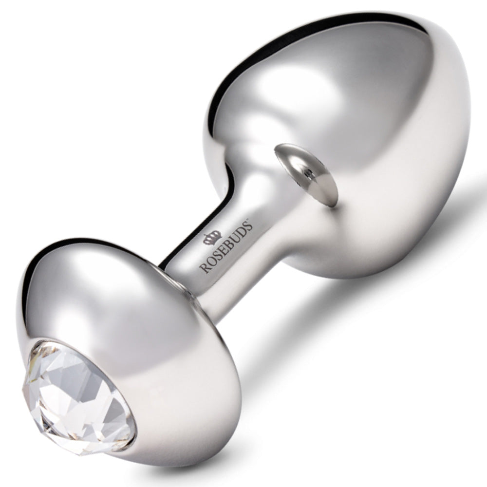 Rosebuds Stainless Steel Butt Plug Small Crystal - Clear