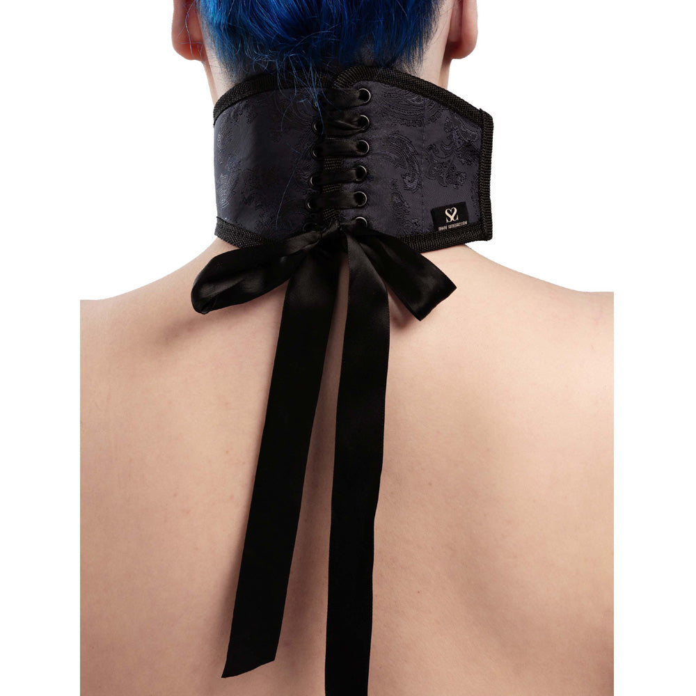 Share Satisfaction Bound Luxury Posture Collar Bondage Set - Midnight Blue