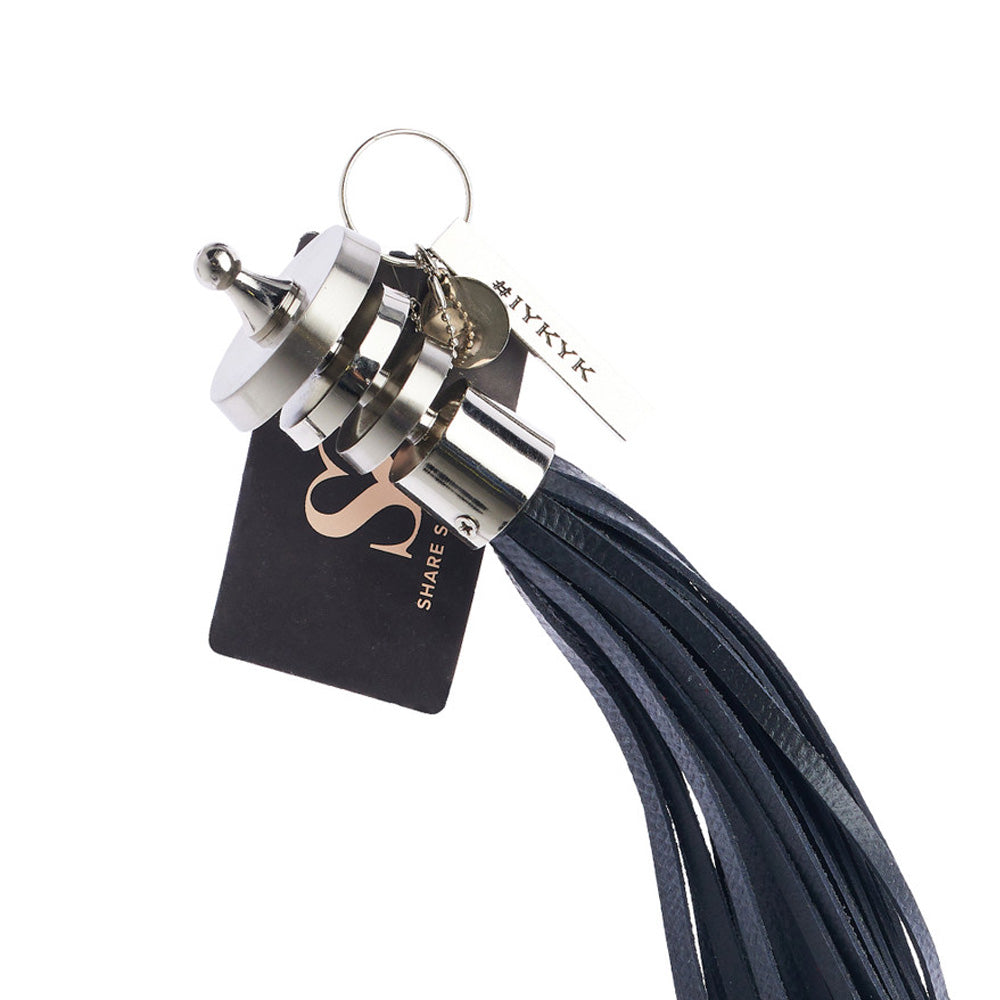 Share Satisfaction Bound X Nubuck Leather Flogger With Layered Metal Handle