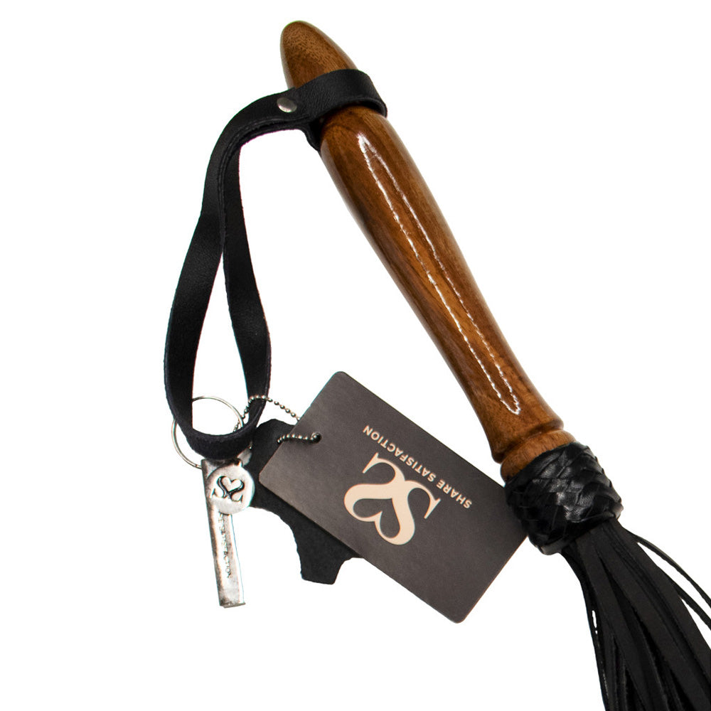 Share Satisfaction Bound X Nubuck Leather Flogger With Wood Handle