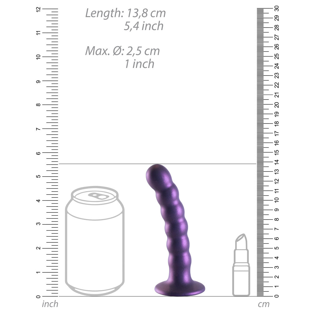 Shots Ouch! Liquid Silicone Beaded G-Spot 5 Inch Dildo - Metallic Purple