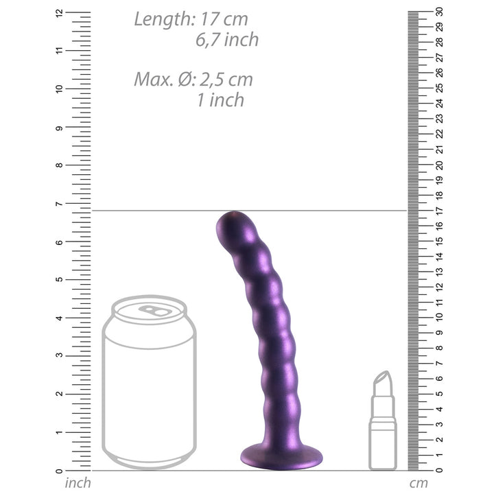 Shots Ouch! Liquid Silicone Beaded G-Spot 6.5 Inch Dildo - Metallic Purple