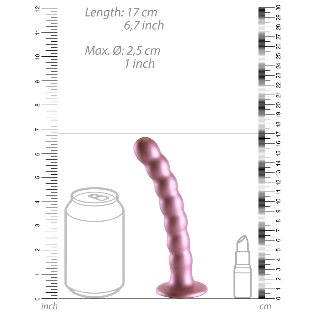 Shots Ouch! Liquid Silicone Beaded G-Spot 6.5 Inch Dildo - Rose Gold