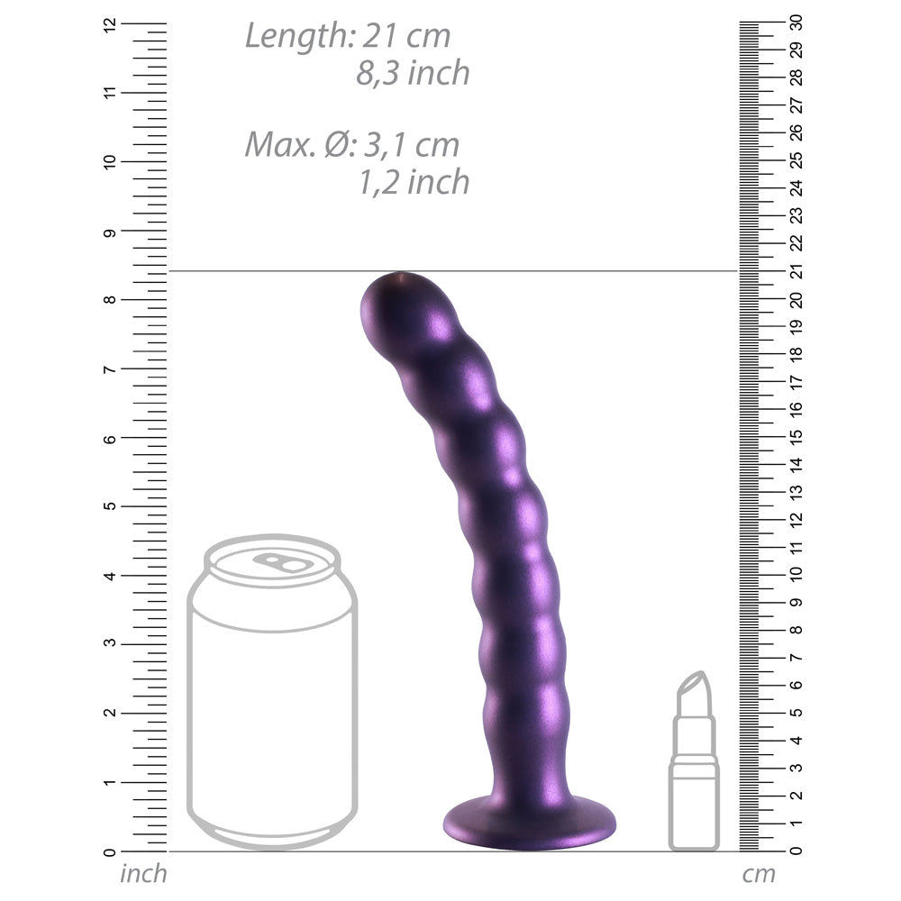 Shots Ouch! Liquid Silicone Beaded G-Spot 8 Inch Dildo - Metallic Purple