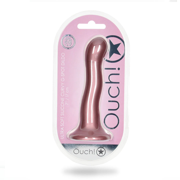 Shots Ouch! Liquid Silicone Curvy G-Spot 7 Inch Dildo - Rose Gold