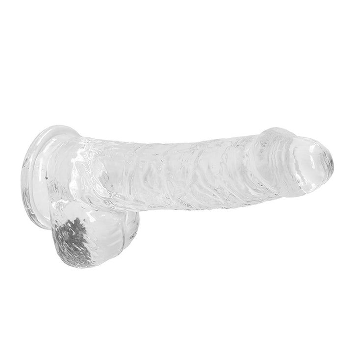 Shots Real Rock Crystal Clear 6 Inch Dildo With Balls - Clear