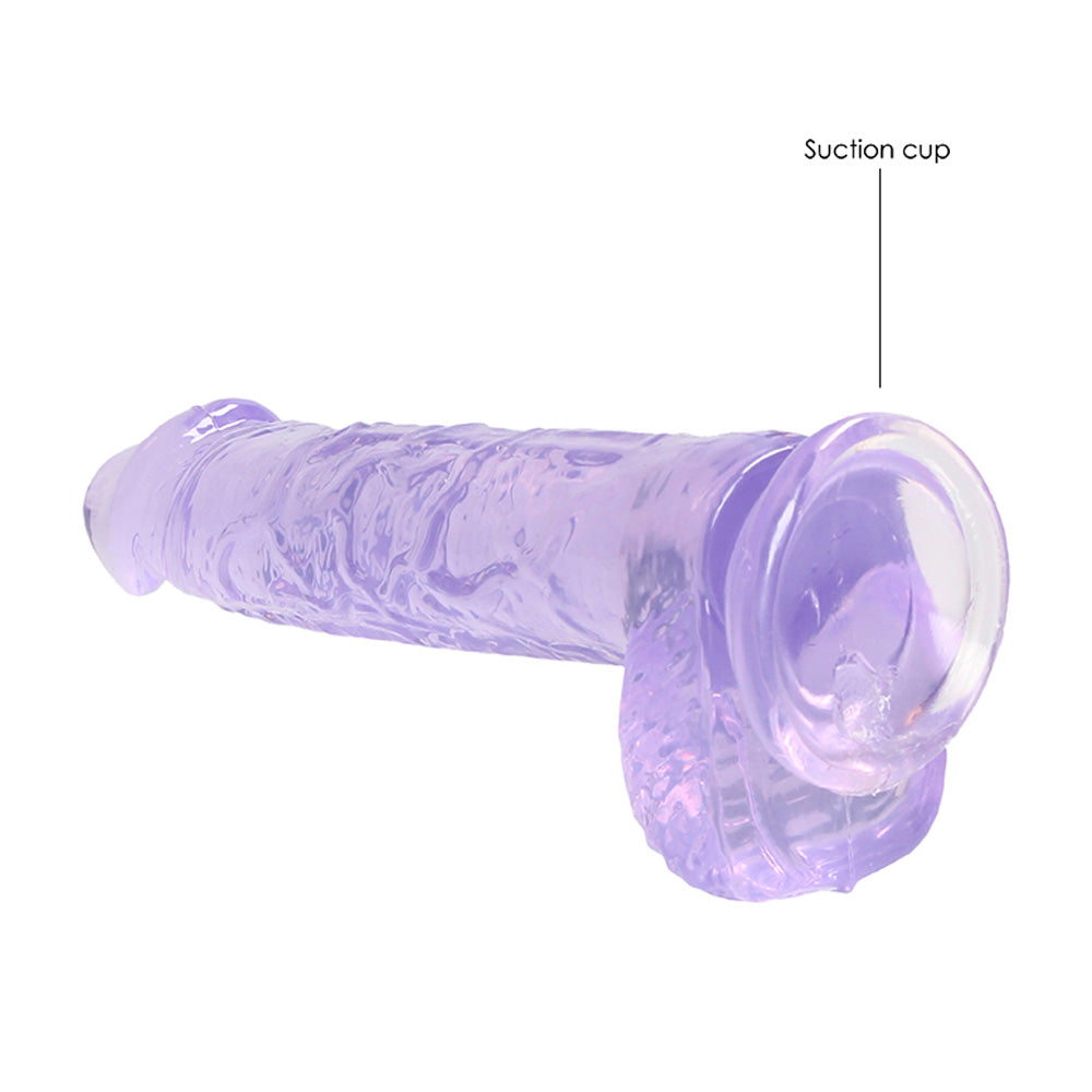 Shots Real Rock Crystal Clear 6 Inch Dildo With Balls - Purple