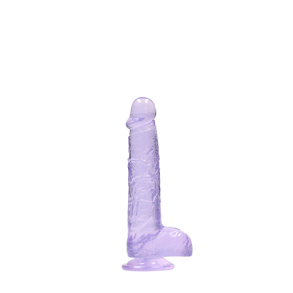 Shots Real Rock Crystal Clear 6 Inch Dildo With Balls - Purple