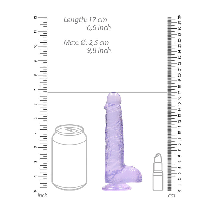 Shots Real Rock Crystal Clear 6 Inch Dildo With Balls - Purple