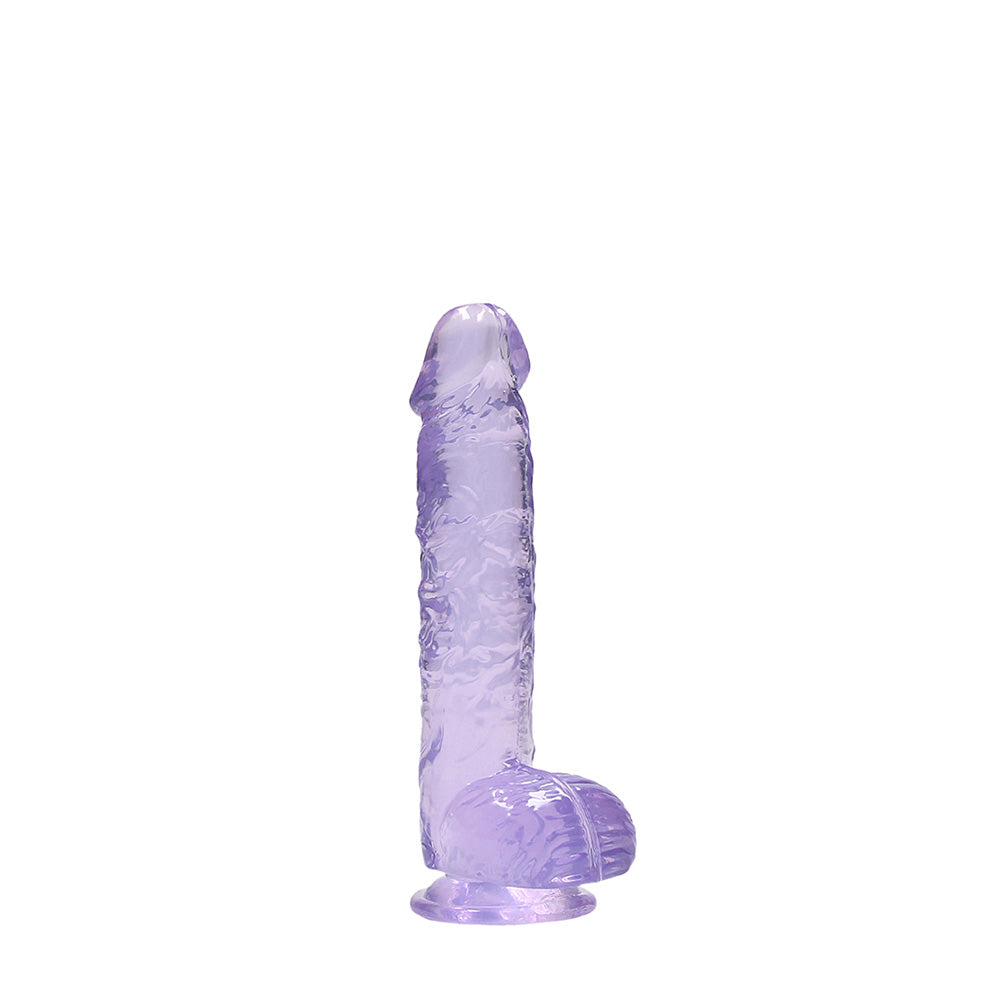 Shots Real Rock Crystal Clear 6 Inch Dildo With Balls - Purple