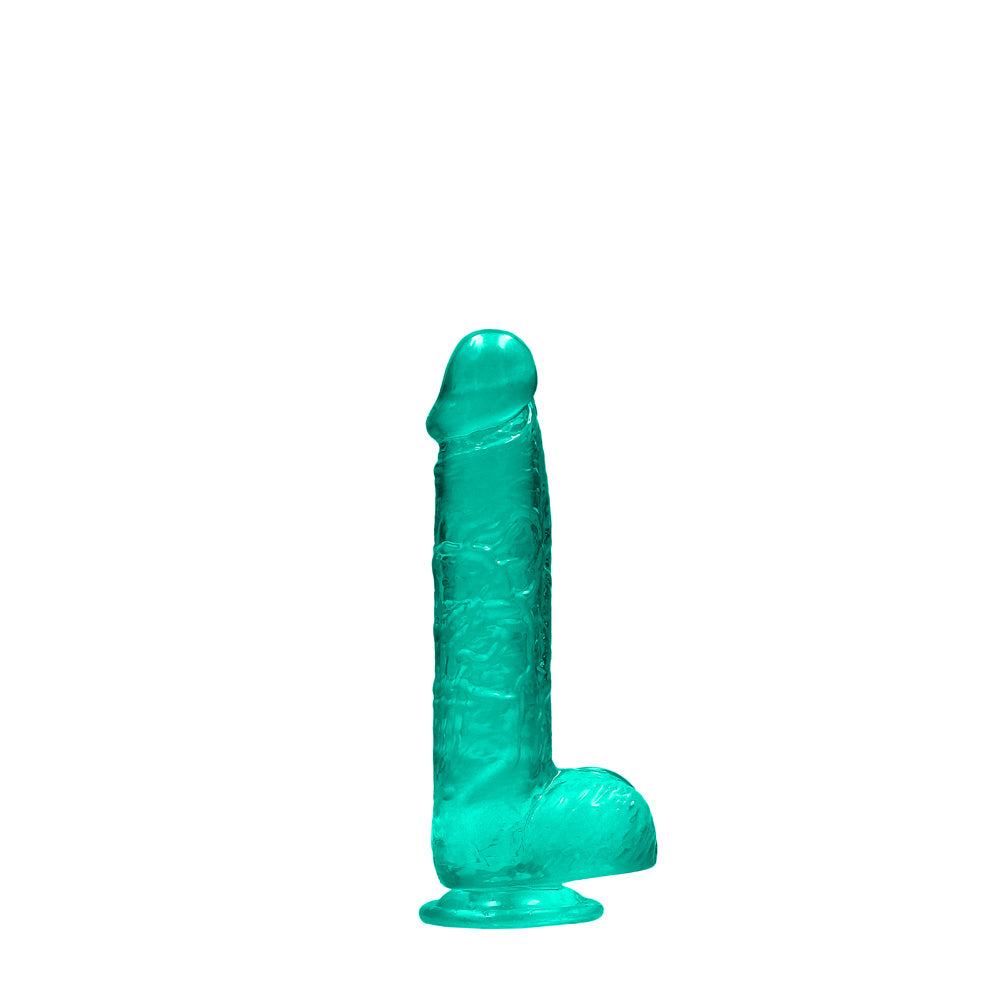 Shots Real Rock Crystal Clear 6 Inch Dildo With Balls - Turquoise