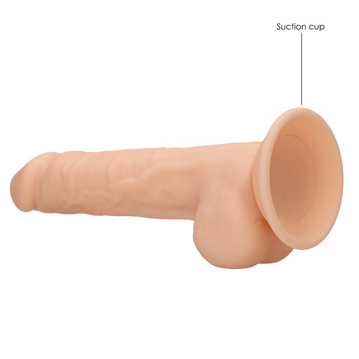 Shots Real Rock Dual Density Silicone Dildo With Balls 9.5 Inch - Light
