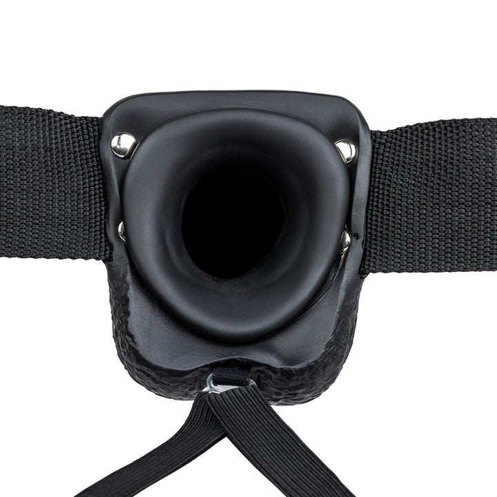 Shots Real Rock Hollow Strap On With Balls 7 Inch - Black