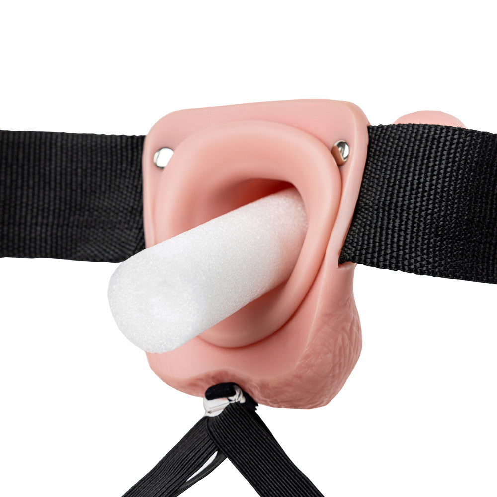 Shots Real Rock Hollow Strap On With Balls 9 Inch - Flesh