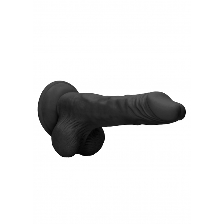 Shots Real Rock Skin Dong With Balls 10 Inch - Black