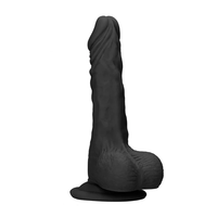 Shots Real Rock Skin Dong With Balls 8 Inch - Black