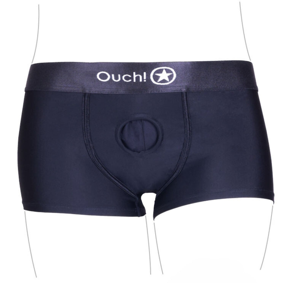 Shots Ouch! Vibrating Strap On Boxer - Black